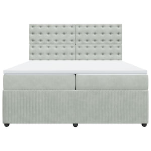 Κρεβάτι Boxspring με Στρώμα Ανοιχτό Γκρι 200x200 εκ. Βελούδινο - Pakobazaar