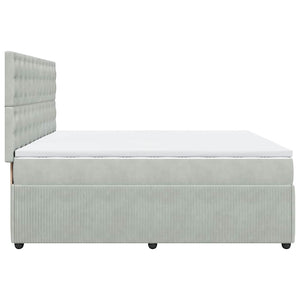 Κρεβάτι Boxspring με Στρώμα Ανοιχτό Γκρι 200x200 εκ. Βελούδινο - Pakobazaar