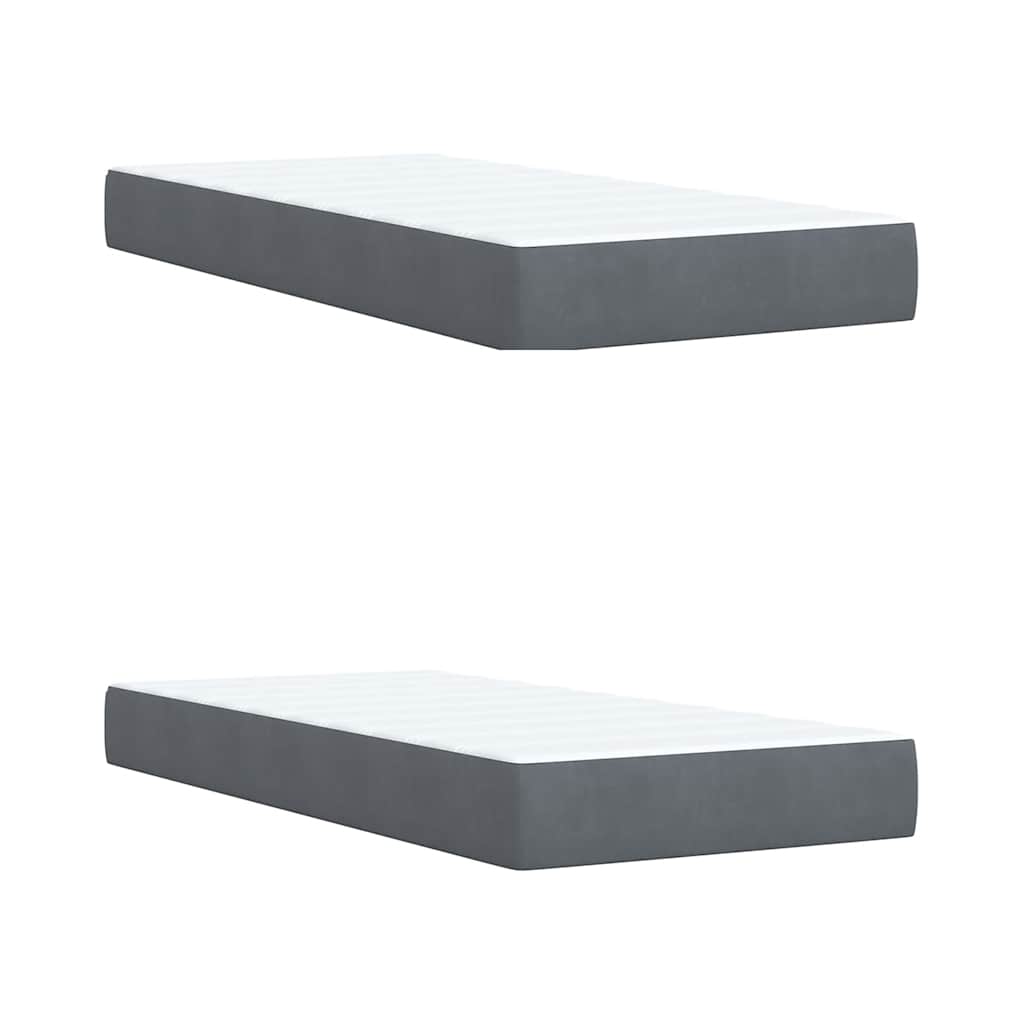 Κρεβάτι Boxspring με Στρώμα Σκούρο Γκρι 200x200 εκ. Βελούδινο - Pakobazaar