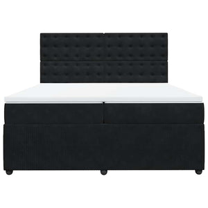 Κρεβάτι Boxspring με Στρώμα Μαύρο 200x200 εκ. Βελούδινο