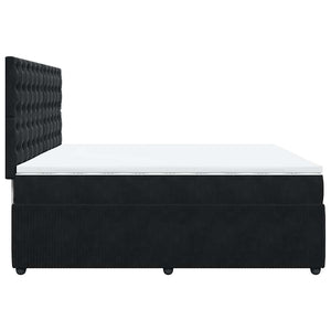 Κρεβάτι Boxspring με Στρώμα Μαύρο 200x200 εκ. Βελούδινο