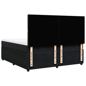 Κρεβάτι Boxspring με Στρώμα Μαύρο 200x200 εκ. Βελούδινο