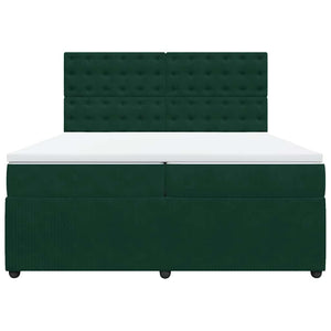 Κρεβάτι Boxspring με Στρώμα Σκούρο Πράσινο 200x200εκ. Βελούδινο
