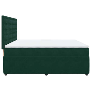 Κρεβάτι Boxspring με Στρώμα Σκούρο Πράσινο 200x200εκ. Βελούδινο