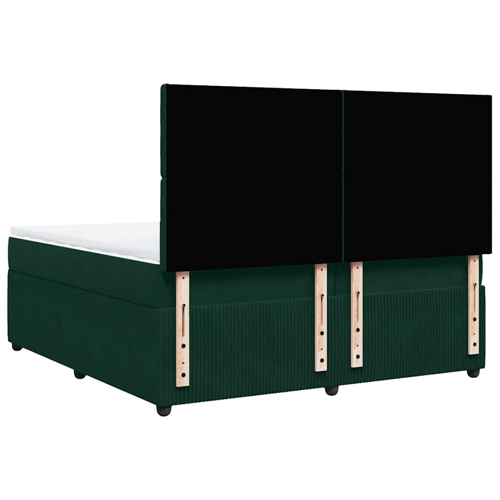 Κρεβάτι Boxspring με Στρώμα Σκούρο Πράσινο 200x200εκ. Βελούδινο
