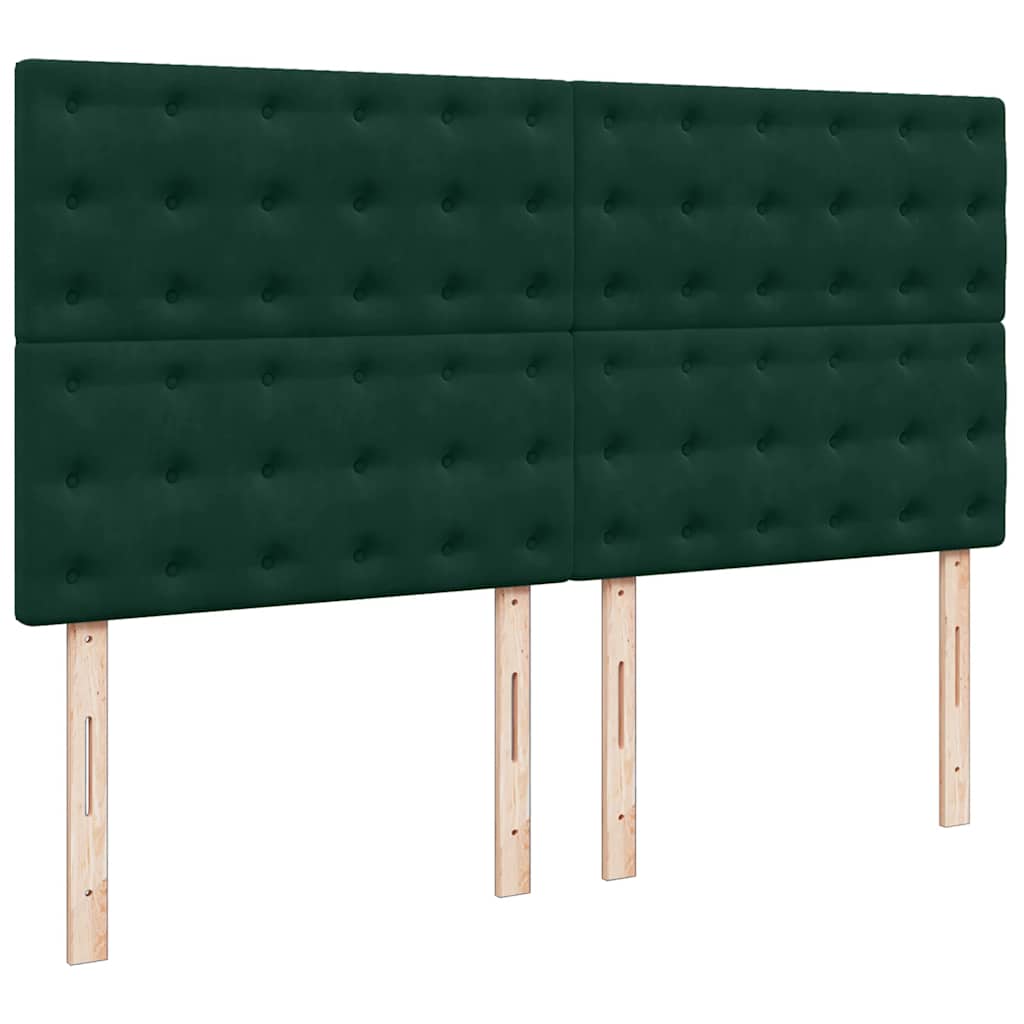 Κρεβάτι Boxspring με Στρώμα Σκούρο Πράσινο 200x200εκ. Βελούδινο