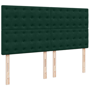 Κρεβάτι Boxspring με Στρώμα Σκούρο Πράσινο 200x200εκ. Βελούδινο
