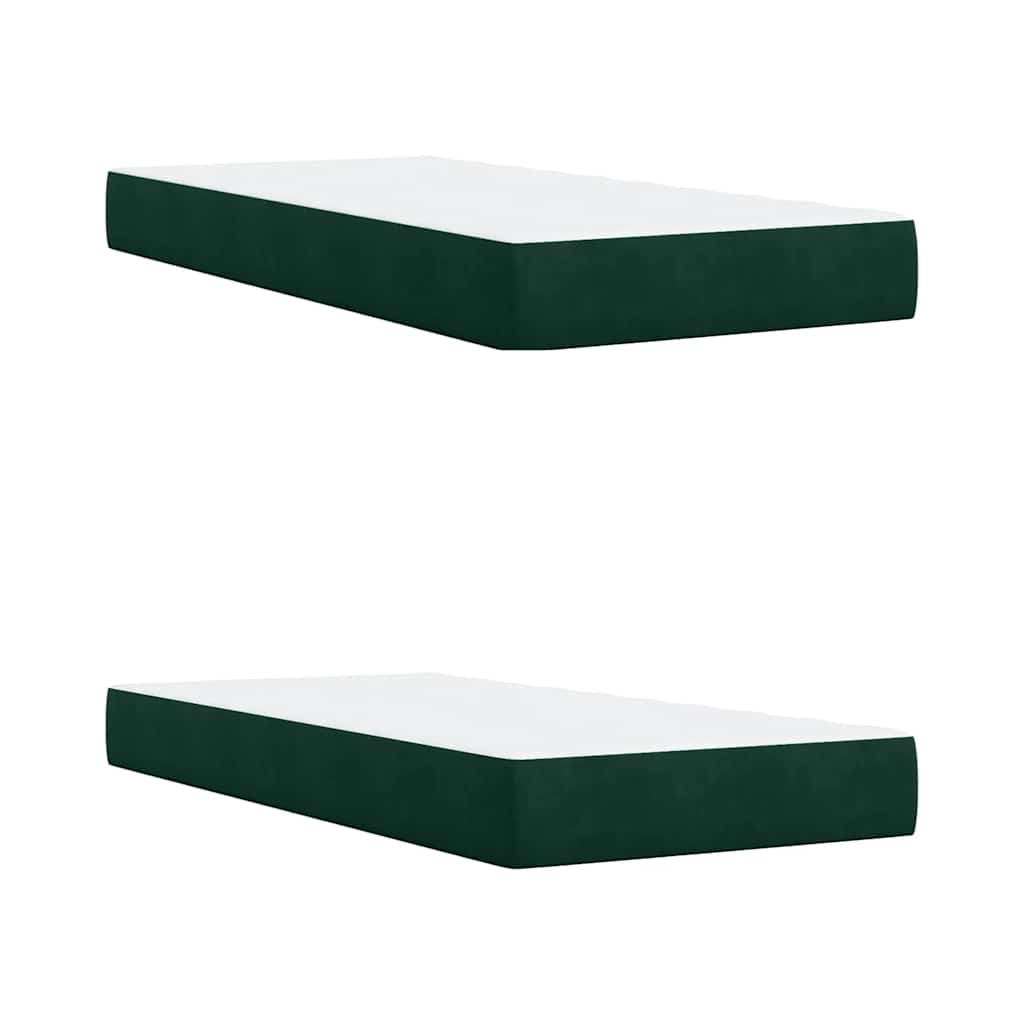 Κρεβάτι Boxspring με Στρώμα Σκούρο Πράσινο 200x200εκ. Βελούδινο