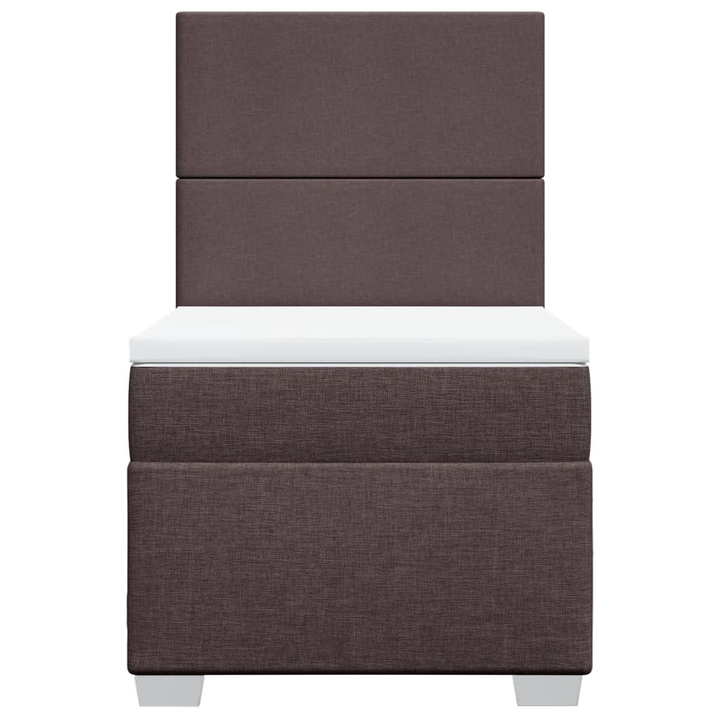Κρεβάτι Boxspring με Στρώμα Σκούρο Καφέ 80x200 εκ. Υφασμάτινο - Pakobazaar
