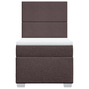 Κρεβάτι Boxspring με Στρώμα Σκούρο Καφέ 80x200 εκ. Υφασμάτινο - Pakobazaar