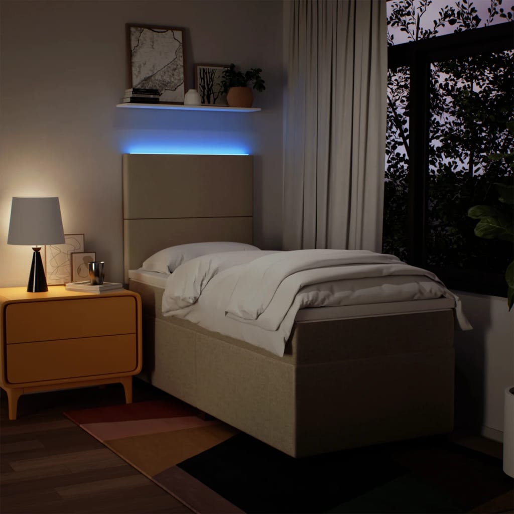 Κρεβάτι Boxspring με Στρώμα Κρεμ 80 x 200 εκ. Υφασμάτινο - Pakobazaar