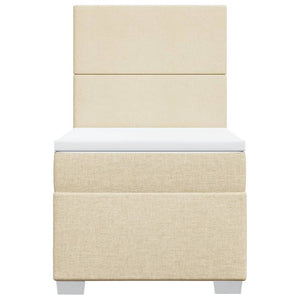 Κρεβάτι Boxspring με Στρώμα Κρεμ 80 x 200 εκ. Υφασμάτινο - Pakobazaar