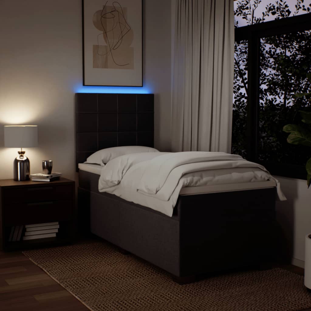 Κρεβάτι Boxspring με Στρώμα Σκούρο Καφέ 80x200 εκ. Υφασμάτινο - Pakobazaar