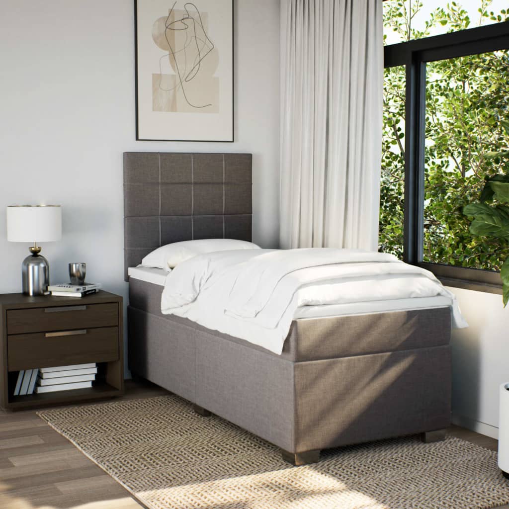 Κρεβάτι Boxspring με Στρώμα Taupe 80x200 εκ. Υφασμάτινο - Pakobazaar