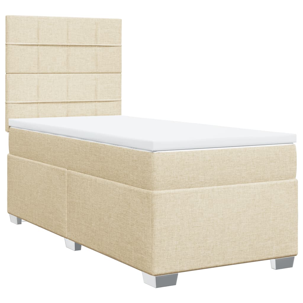 Κρεβάτι Boxspring με Στρώμα Κρεμ 80 x 200 εκ. Υφασμάτινο - Pakobazaar