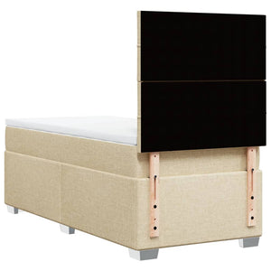 Κρεβάτι Boxspring με Στρώμα Κρεμ 80 x 200 εκ. Υφασμάτινο - Pakobazaar