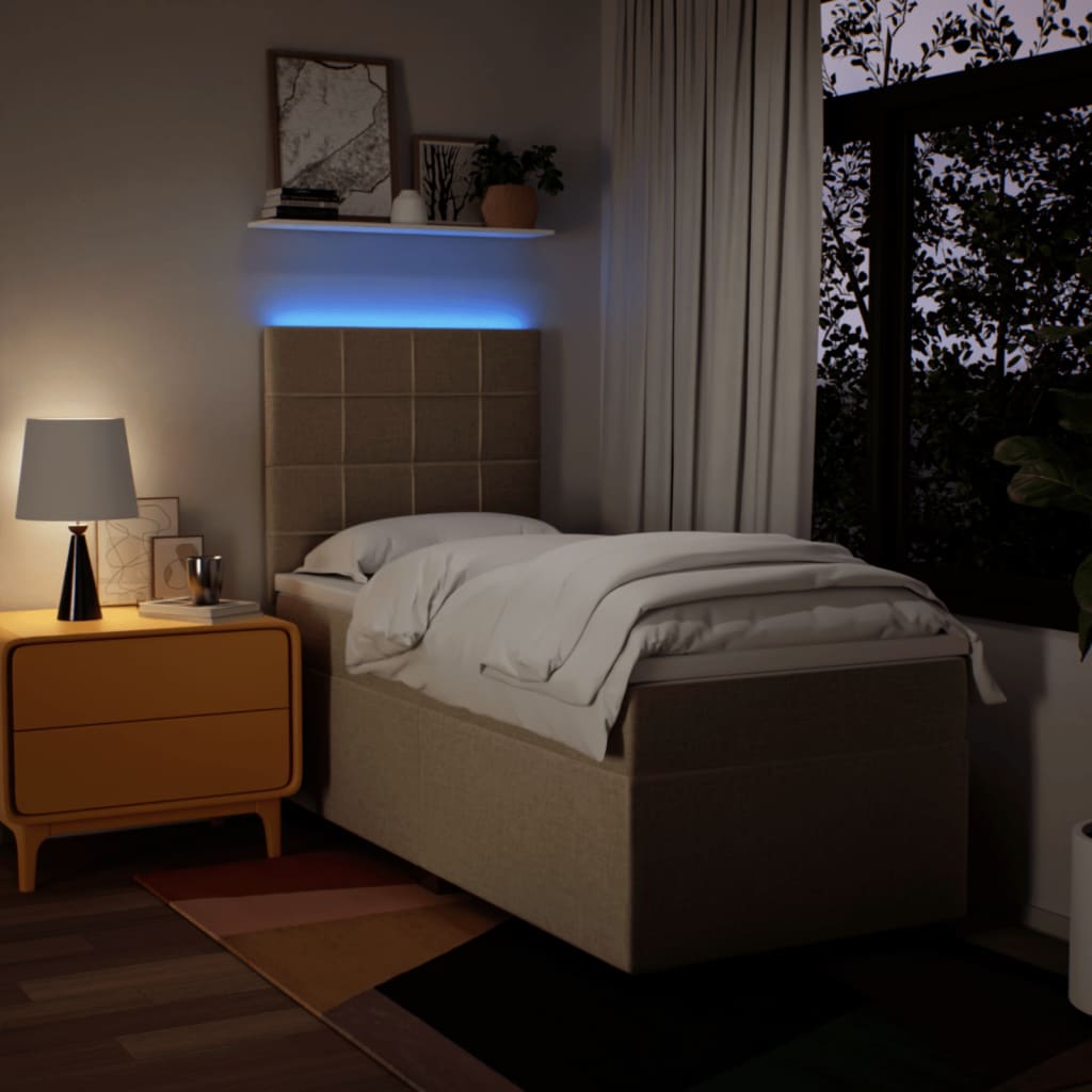 Κρεβάτι Boxspring με Στρώμα Κρεμ 80 x 200 εκ. Υφασμάτινο - Pakobazaar