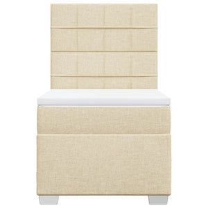 Κρεβάτι Boxspring με Στρώμα Κρεμ 80 x 200 εκ. Υφασμάτινο - Pakobazaar