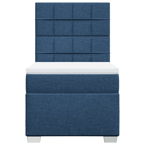Κρεβάτι Boxspring με Στρώμα Μπλε 80x200 εκ. Υφασμάτινο