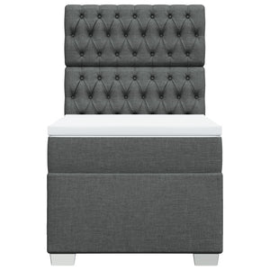 Κρεβάτι Boxspring με Στρώμα Σκούρο Γκρι 80x200 εκ. Υφασμάτινο - Pakobazaar