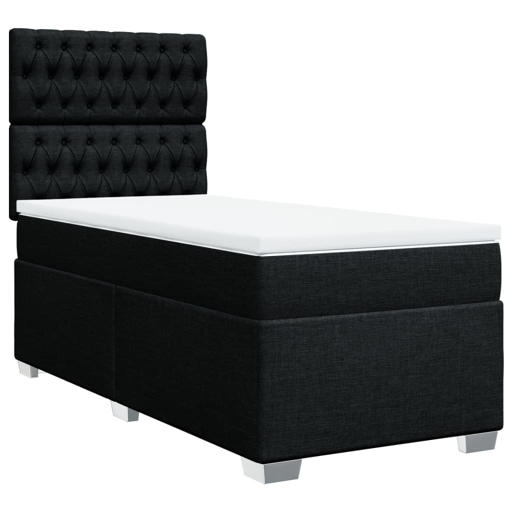 Κρεβάτι Boxspring με Στρώμα Μαύρο 80 x 200 εκ. Υφασμάτινο - Pakobazaar