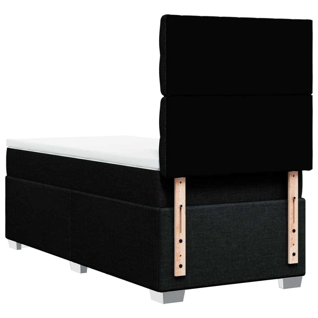 Κρεβάτι Boxspring με Στρώμα Μαύρο 80 x 200 εκ. Υφασμάτινο - Pakobazaar