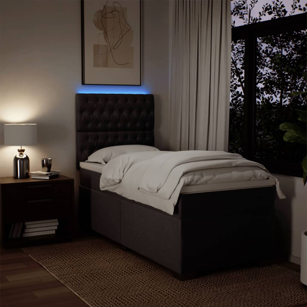 Κρεβάτι Boxspring με Στρώμα Σκούρο Καφέ 80x200 εκ. Υφασμάτινο