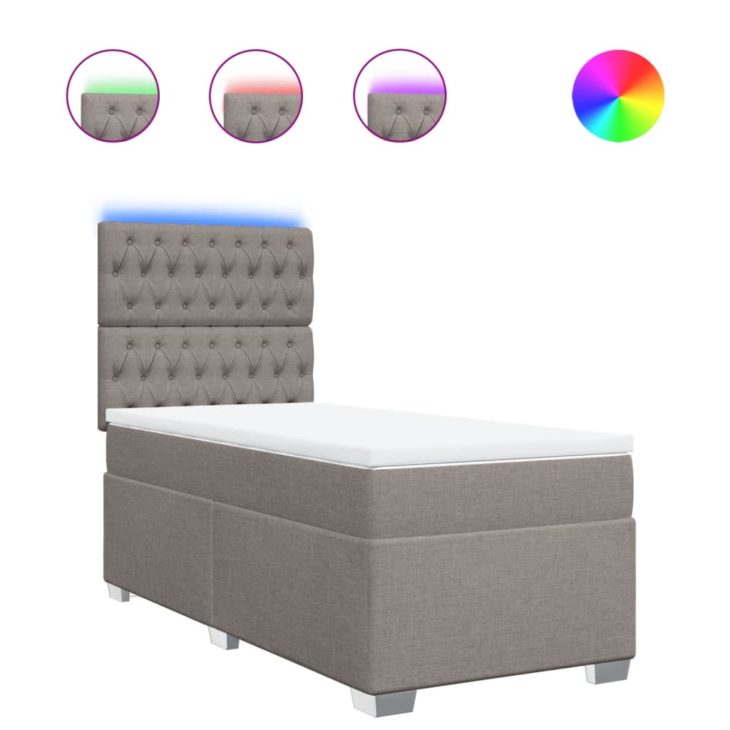 Κρεβάτι Boxspring με Στρώμα Taupe 80x200 εκ. Υφασμάτινο - Pakobazaar
