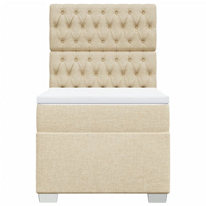 Κρεβάτι Boxspring με Στρώμα Κρεμ 80 x 200 εκ. Υφασμάτινο - Pakobazaar