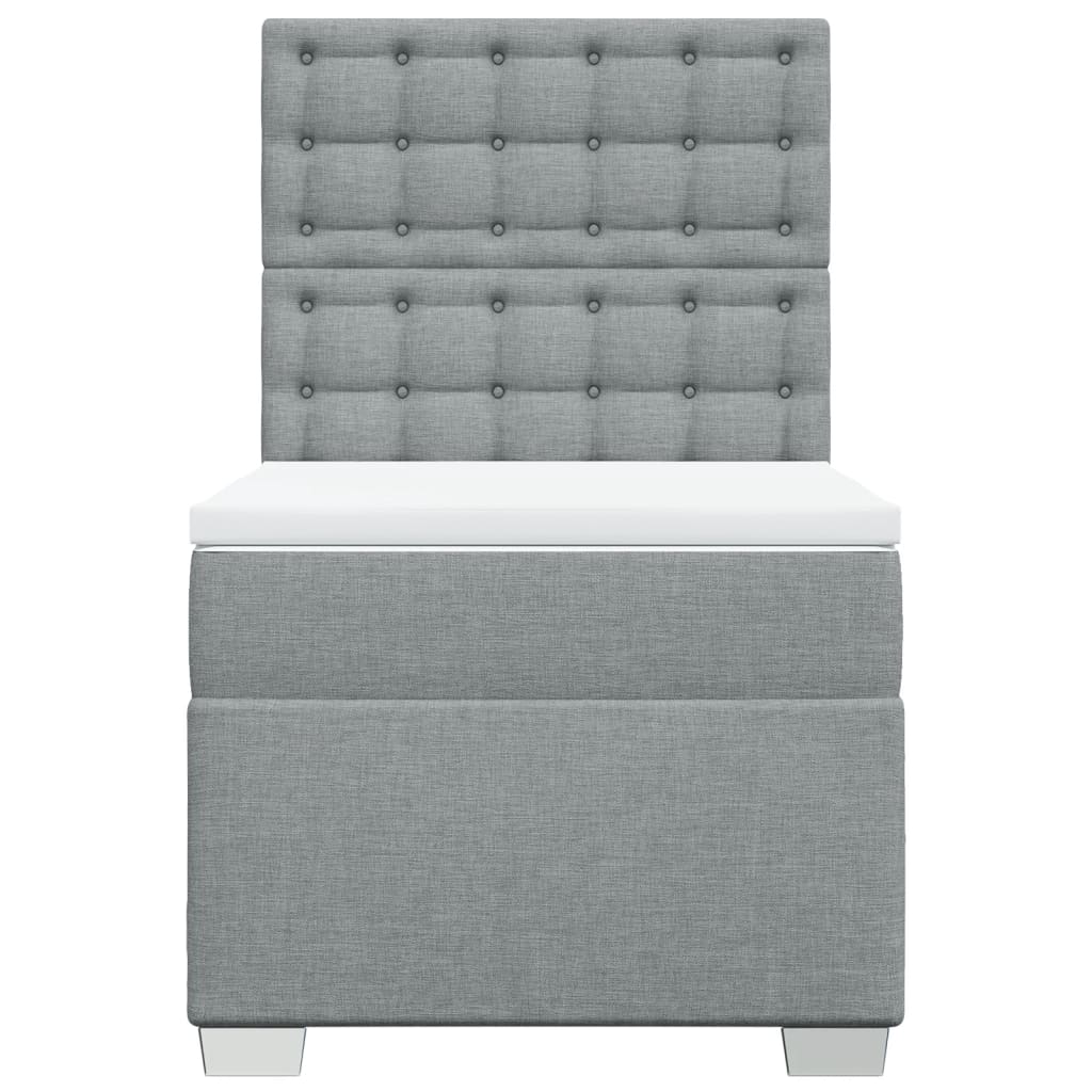 Κρεβάτι Boxspring με Στρώμα Ανοιχτό Γκρι 80x200 εκ. Υφασμάτινο - Pakobazaar