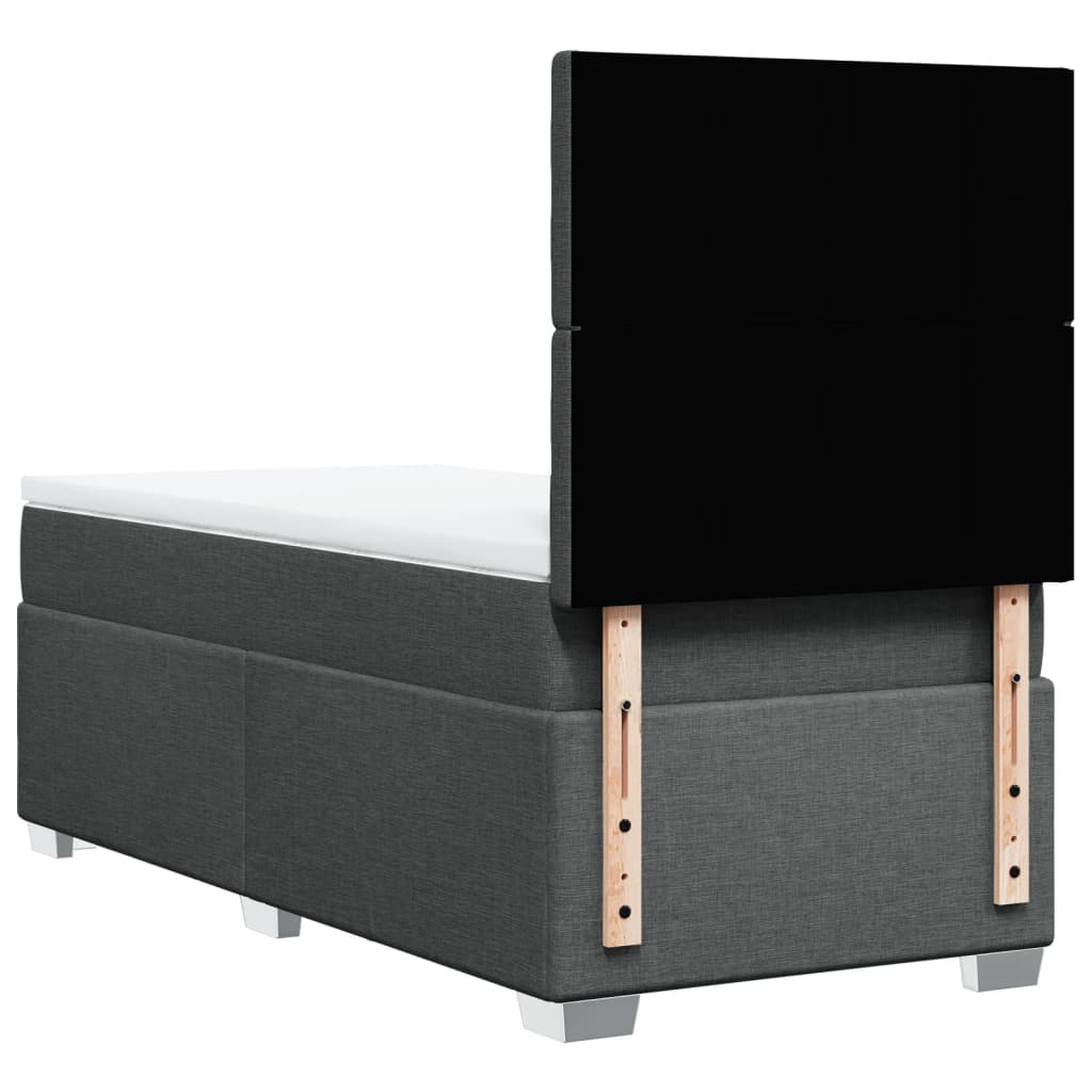 Κρεβάτι Boxspring με Στρώμα Σκούρο Γκρι 80x200 εκ. Υφασμάτινο - Pakobazaar