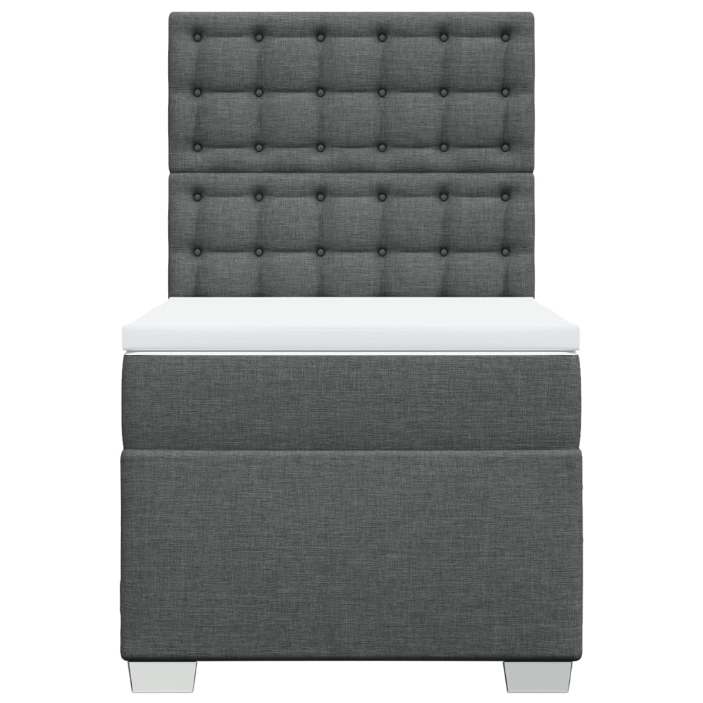 Κρεβάτι Boxspring με Στρώμα Σκούρο Γκρι 80x200 εκ. Υφασμάτινο - Pakobazaar
