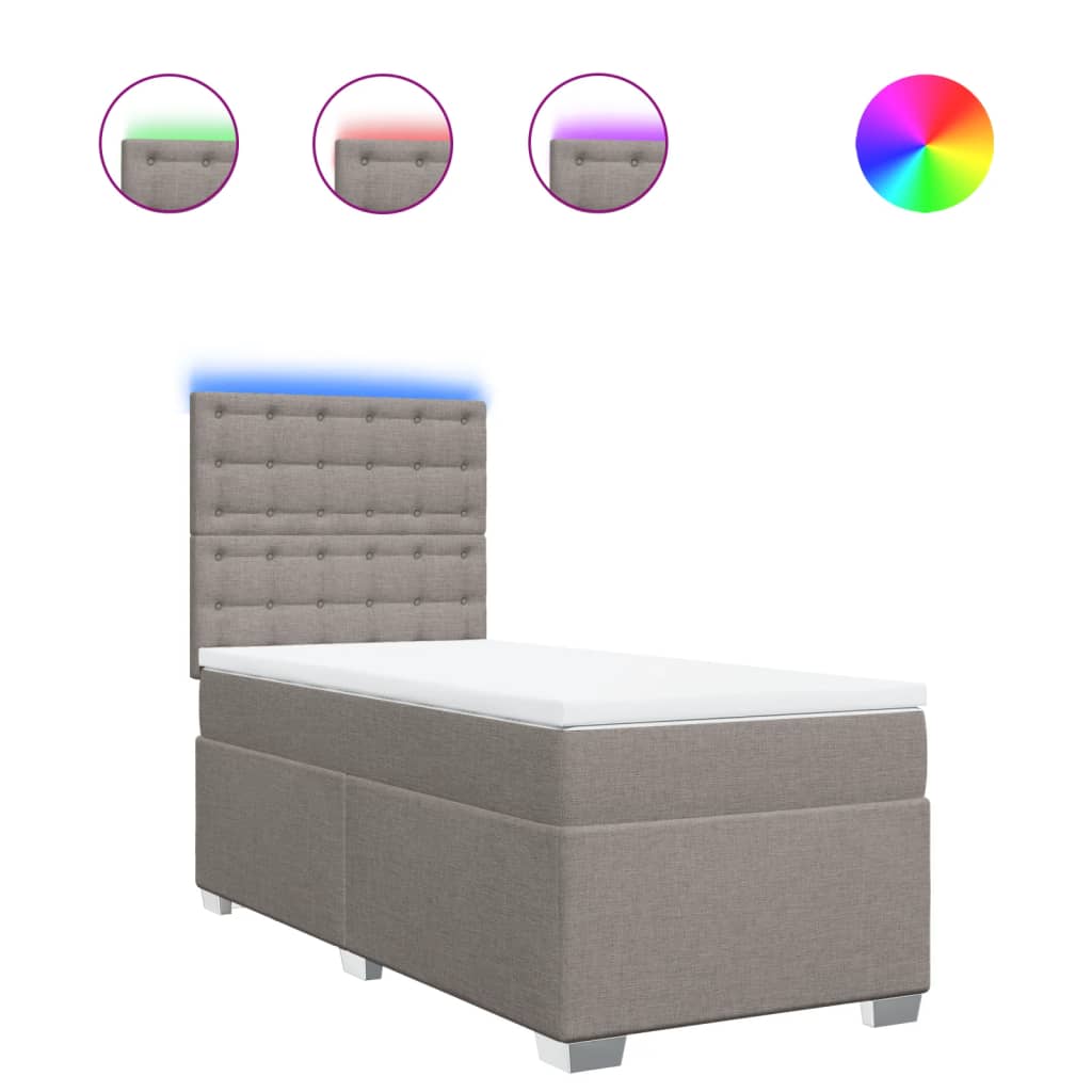 Κρεβάτι Boxspring με Στρώμα Taupe 80x200 εκ. Υφασμάτινο - Pakobazaar