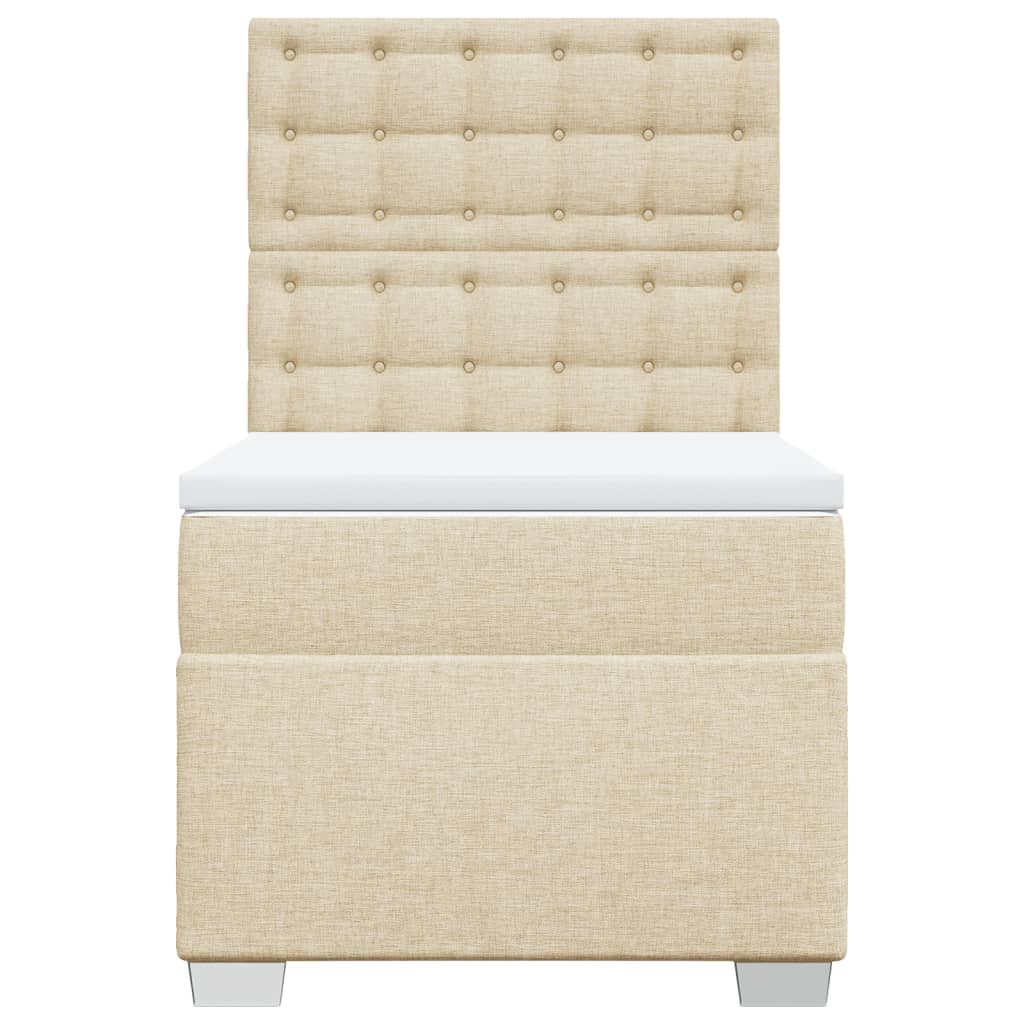 Κρεβάτι Boxspring με Στρώμα Κρεμ 80 x 200 εκ. Υφασμάτινο - Pakobazaar