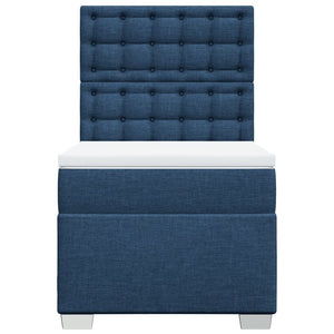 Κρεβάτι Boxspring με Στρώμα Μπλε 80x200 εκ. Υφασμάτινο - Pakobazaar