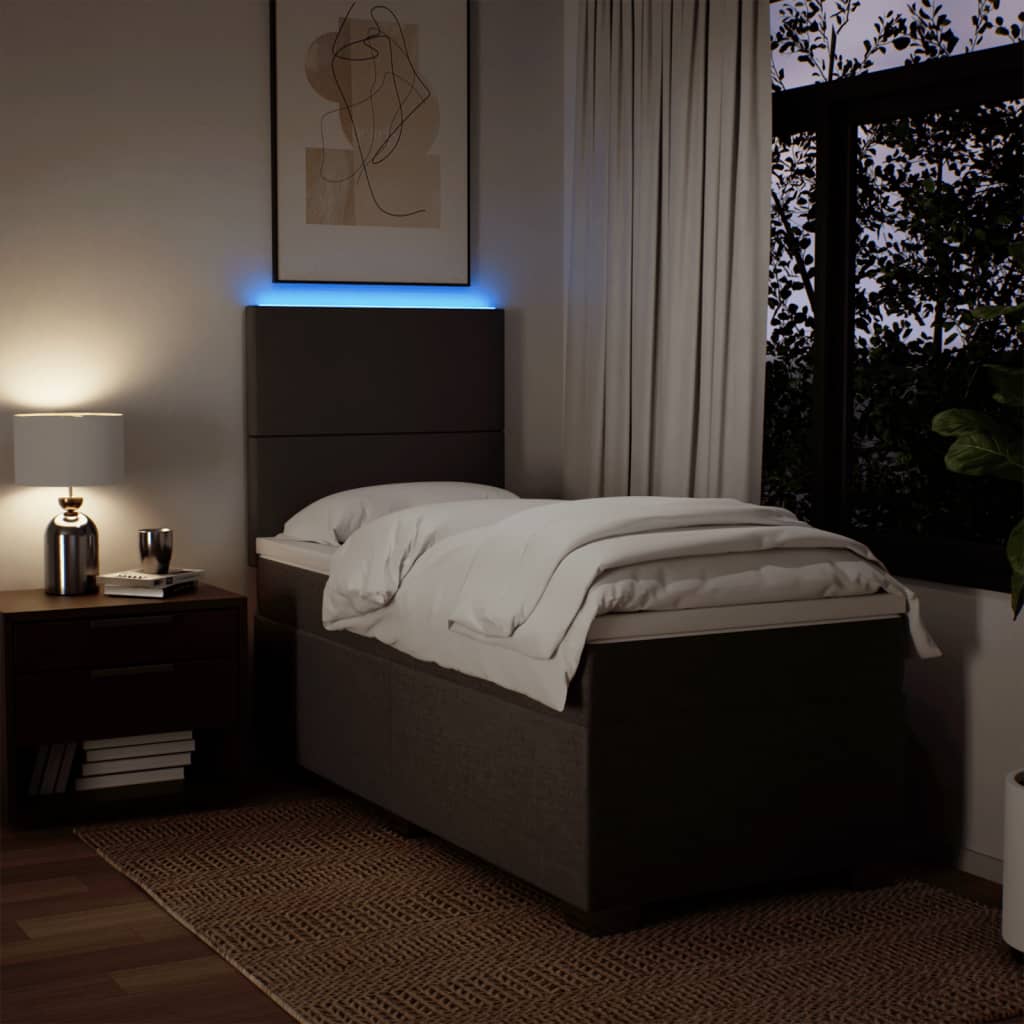 Κρεβάτι Boxspring με Στρώμα Ανοιχτό Γκρι 90x190 εκ. Υφασμάτινο - Pakobazaar