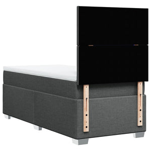 Κρεβάτι Boxspring με Στρώμα Σκούρο Γκρι 90x190 εκ. Υφασμάτινο - Pakobazaar