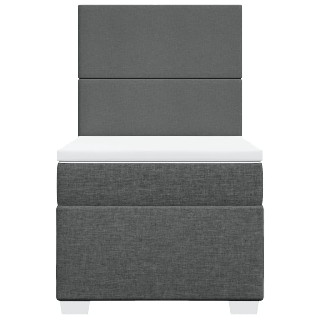 Κρεβάτι Boxspring με Στρώμα Σκούρο Γκρι 90x190 εκ. Υφασμάτινο - Pakobazaar