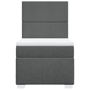 Κρεβάτι Boxspring με Στρώμα Σκούρο Γκρι 90x190 εκ. Υφασμάτινο - Pakobazaar