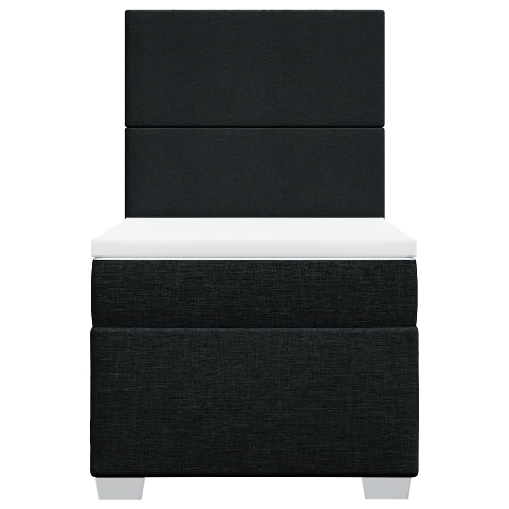 Κρεβάτι Boxspring με Στρώμα Μαύρο 90x190 εκ.Υφασμάτινο - Pakobazaar