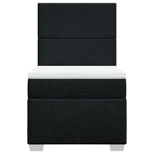 Κρεβάτι Boxspring με Στρώμα Μαύρο 90x190 εκ.Υφασμάτινο - Pakobazaar
