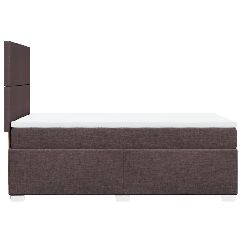 Κρεβάτι Boxspring με Στρώμα Σκούρο Καφέ 90x190 εκ. Υφασμάτινο - Pakobazaar