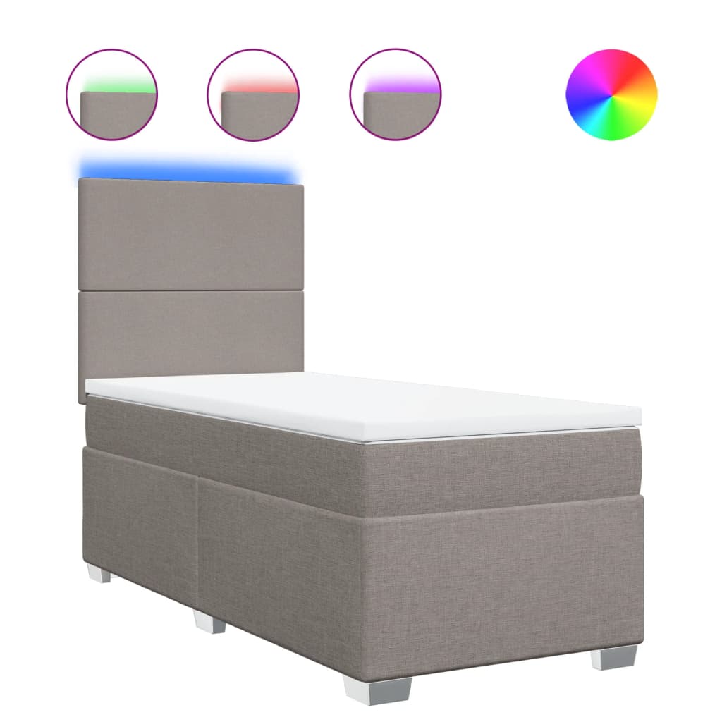 Κρεβάτι Boxspring με Στρώμα Taupe 90x190 εκ.Υφασμάτινο