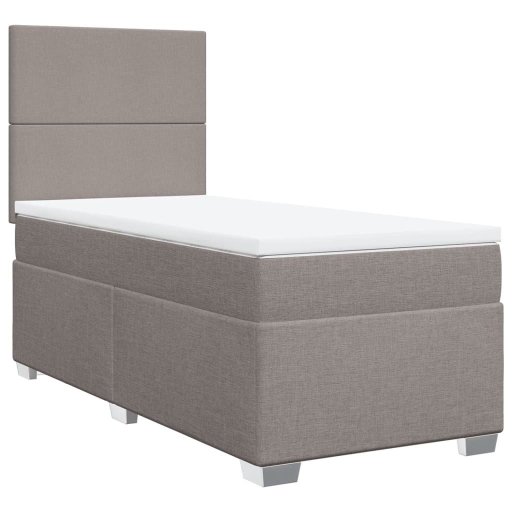 Κρεβάτι Boxspring με Στρώμα Taupe 90x190 εκ.Υφασμάτινο