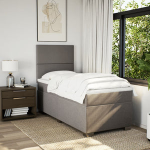 Κρεβάτι Boxspring με Στρώμα Taupe 90x190 εκ.Υφασμάτινο