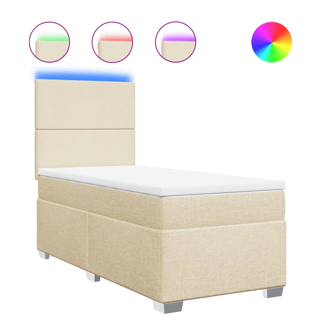 Κρεβάτι Boxspring με Στρώμα Κρεμ 90x190 εκ.Υφασμάτινο