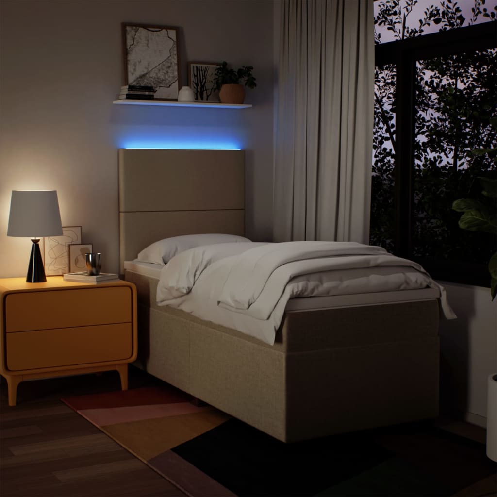 Κρεβάτι Boxspring με Στρώμα Κρεμ 90x190 εκ.Υφασμάτινο