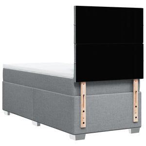 Κρεβάτι Boxspring με Στρώμα Ανοιχτό Γκρι 90x190 εκ. Υφασμάτινο - Pakobazaar