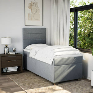 Κρεβάτι Boxspring με Στρώμα Ανοιχτό Γκρι 90x190 εκ. Υφασμάτινο - Pakobazaar