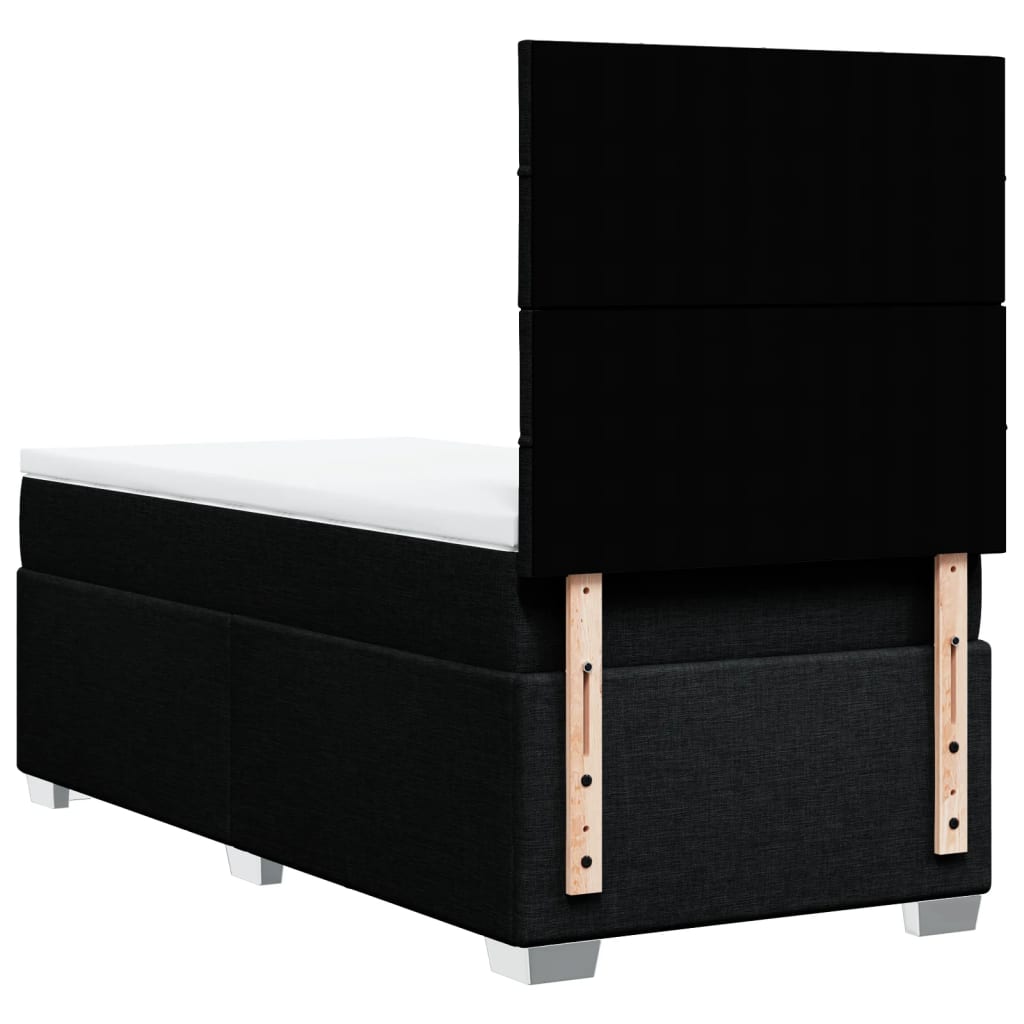 Κρεβάτι Boxspring με Στρώμα Μαύρο 90x190 εκ.Υφασμάτινο - Pakobazaar